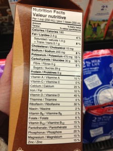 Chocolate milk nutritional information